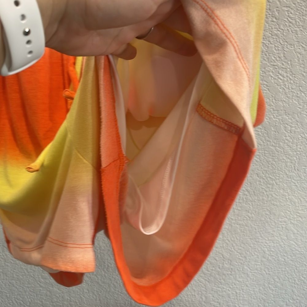 Ces Femme The Adeline Ombre Orange & Yellow Sherbet Lined Romper Size Large - Picture 7 of 10